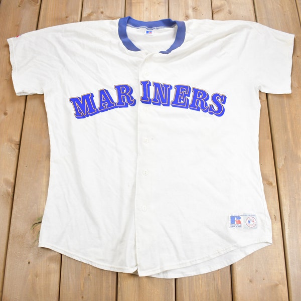 Vintage 1990s Seattle Mariners MLB Light Weight Baseball Jersey Shirt / 90s Jersey / Sportswear / Fan Gear / Made In USA / Russell Athletics