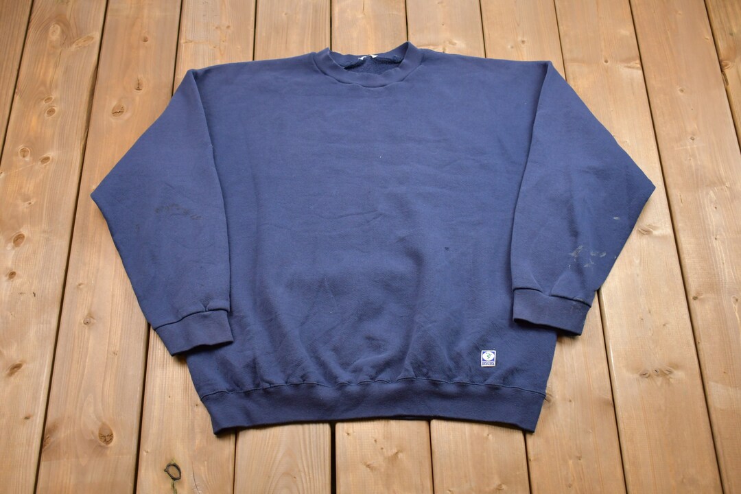 Vintage 90'S DISCUS ATHLETIC plain blank sweatshirt, made in the USA, size L, men's cotton Khaki type Vintage Second Hand