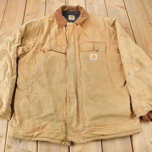 Vintage 1990s Carhartt Traditional Work Jacket / Workwear / Streetwear / Quilt Lined Jacket / Distressed Carhartt