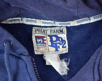 Vintage 1990s Phat Farm Full Zip Embroidered Patchwork Hoodie