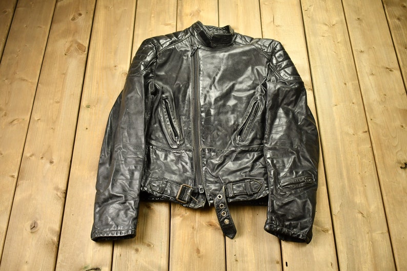 Vintage 1990s Techno Mode Leather Cafe Racer Jacket / Fall | Etsy