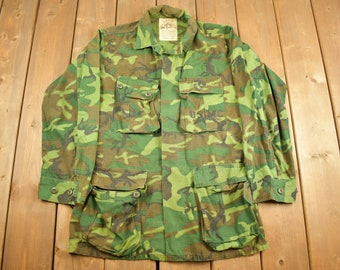 Vintage Shirt ERDL Camouflage Vietnam Rip Stop Coat Uniform Army Green / Vintage Army / Militaria / Army Jacket / M.C. /