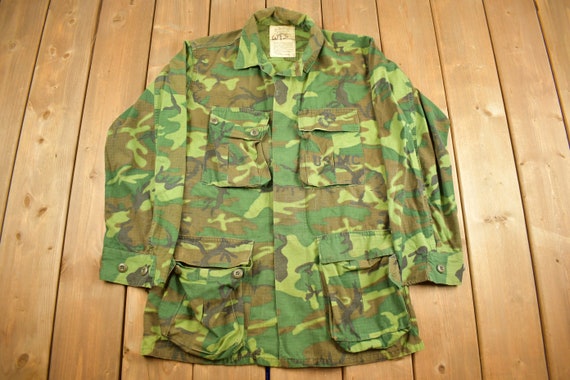 Vintage Shirt ERDL Camouflage Vietnam Rip Stop Coat Uniform Army