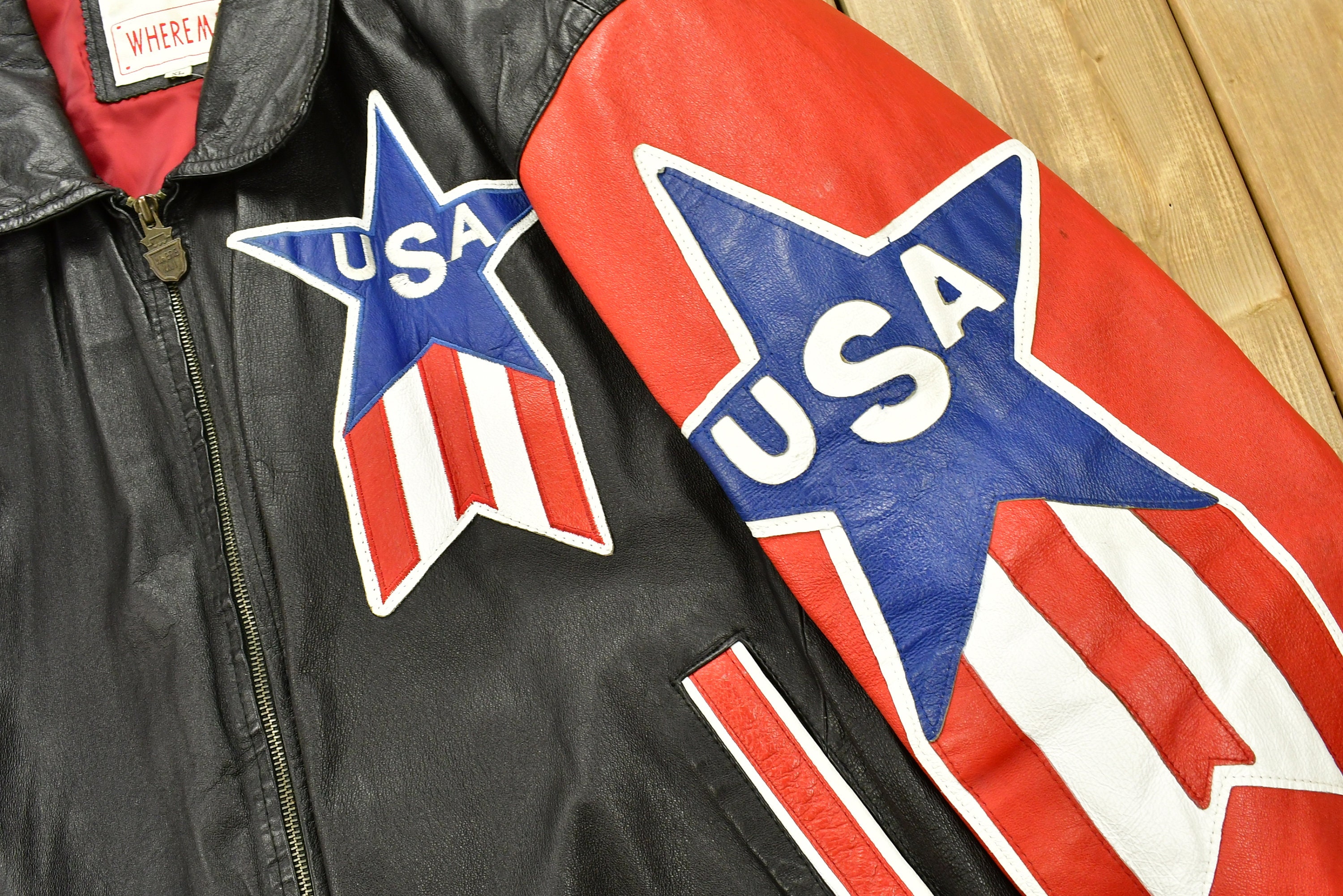 Vintage Michael Hoban WHEREMI Leather Bomber Jacket Size XL
