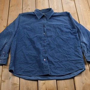 Vintage 1990s NY Jeans Blank Corduroy Button Up Shirt / 1990s Button Up / Vintage Corduroy / Basic Button Up / Vintage Button Up / NY Jeans