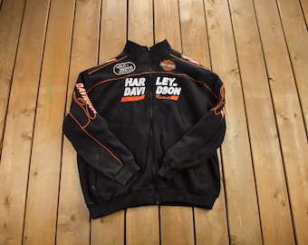 Vintage 1990s Harley Davidson Zip Up Sweater/ Athleisure Sportswear / Streetwear Fashion / Automotive Apparel / Made In USA