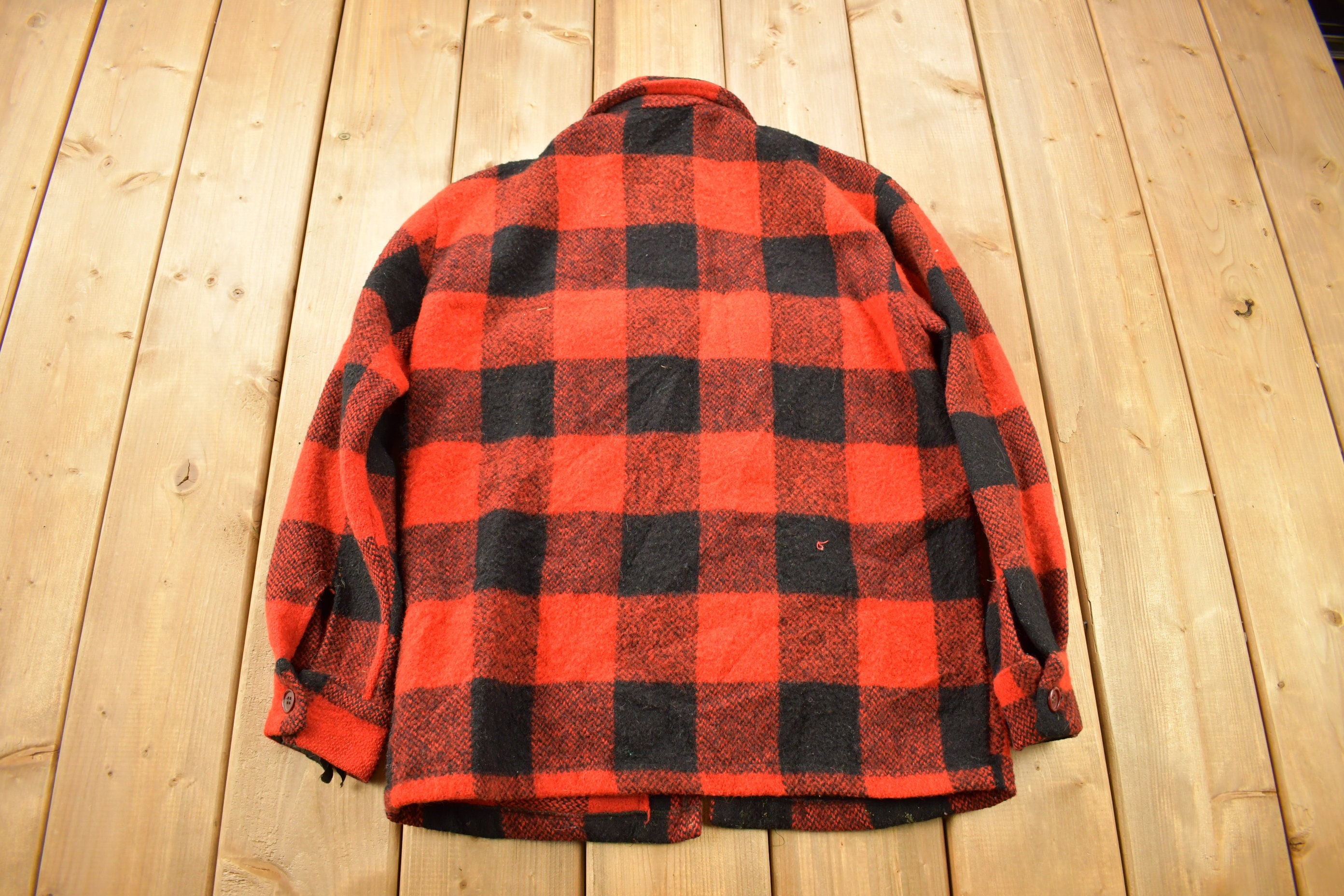 VINTAGE 70's Woolrìch Pullover Buffalo Vintage 1970s 100% Wool Buffalo Plaid Zip Up Jacket / Wool Jacket