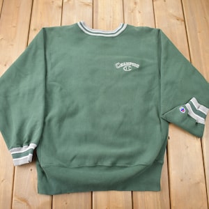 Vintage 1990s Champion Reverse Weave Small Logo Crewneck Sweatshirt / Vintage Champion / 90s Champion / Striped / Made In USA
