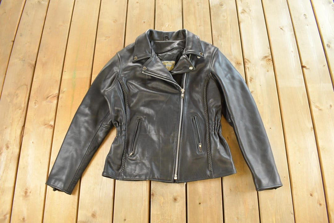 Vintage 1990s Leather Master Leather Biker Jacket Women