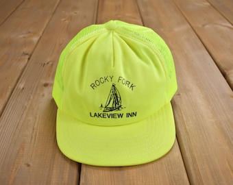 Cappellino da camionista vintage anni '80 Rocky Fork Lakeview Inn / Taglia unica / Chiusura regolabile vintage / Cappellino souvenir