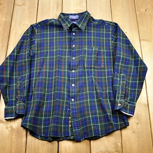 Camisa vintage Pendleton com botões / Flanela / Estampa xadrez / Camisa de lã / Ideal para atividades ao ar livre / Natureza / Inverno / Roupa casual / BS8