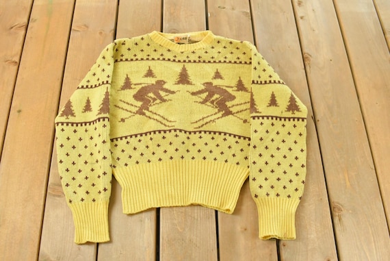 Vintage 1950s Jersild Wool Nordic Ski Jacquard Knit Sweater Men's S / Vintage Knit / True Vintage / Made in USA