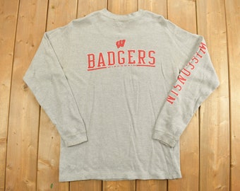 Vintage 1990s University Of Wisconsin Collegiate TSI Crewneck / NCAA Sweatshirt / Sportswear / Champion Crewneck / Grey / Lightweight