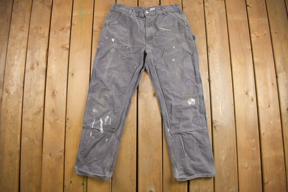 Vintage 1980s Carhartt Double Knee Work Pants Size 36 X 32 / Grey