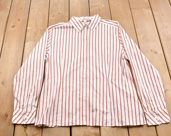 Camisa vintage Pendleton listrada com botões, década de 1990 / Camisa com botões da década de 1990 / Pendleton vintage / Camisa listrada com botões / Camisa risca de giz / Roupa formal