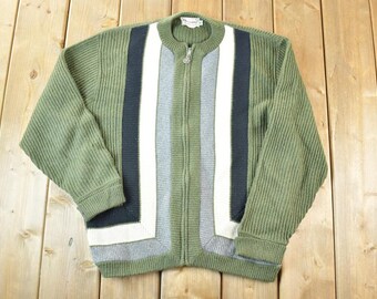 VINTAGE 60s | 100% Virgin Acrylic Fiber Orlon Zip up Knit Sweater