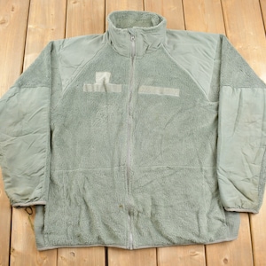 Vintage 1990s US Military Cold Weather Fleece Sweater / US Army / Gen III / Army Jacket / Polartec / Deep Pile Fleece / Size Large Regular