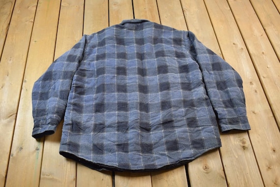 Vintage 1990s Basic Editions Quilt Lined Plaid Bu… - image 2