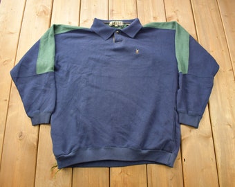 Vintage 1990s Ivanhoe Collared Sweatshirt / 90s Crewneck / Size Large / Streetwear / Embroidered