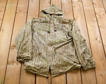 Vintage 1980s Realtree Camo Zip Up Windbreaker Jacket / Bark Camo / Athletic Spring Summer Sportswear / Streetwear / Athleisure