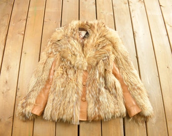 Vintage 1970s Coyote Fur & Leather Coat / Button Up / Vintage Fur Jacket / Streetwear / True Vintage