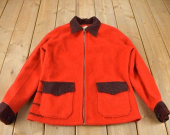 Vintage 1940s Hudson's Bay Point Blanket 100% Wool Jacket / Zip Up Wool Jacket  / Vintage HBC Jacket / True Vintage / Made In England