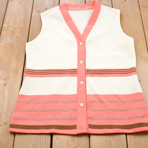 Vintage 1990s Striped Knit Cardigan Vest / Graphic / 80s / 90s / Streetwear / Retro Style / Striped Vest / Vintage Cardigan/ Knit Vest