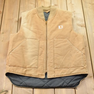 Vintage 1990s Carhartt Vest / Workwear / Streetwear / Made In USA / 90s / Quilt Lined Vest / Distressed Carhartt / Union Made / 90s Vest
