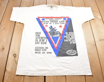 Vintage 1996 Evil Knievel Stunt Graphic T Shirt  / Rare Vintage / Single Stitch / Made In USA