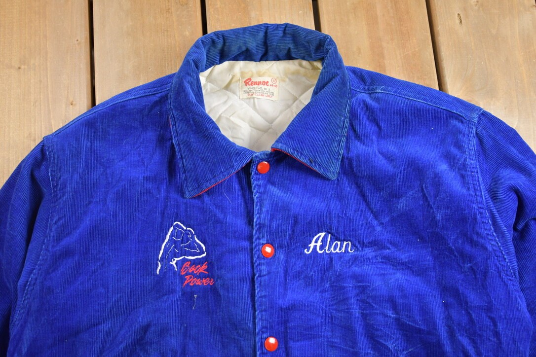 80s Rennoc Corduroy Award Jacket ヴィンテージ Vintage 1980s Rennoc Back Power Corduroy Bomber Jacket