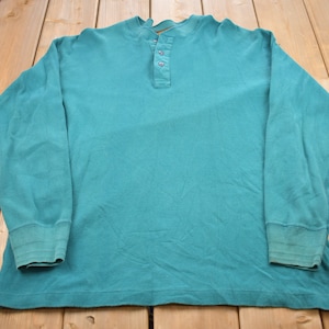 Vintage 1990s Eddie Bauer Henley Sweatshirt / 90s Crewneck / Made In USA / Essential / Streetwear / 90s / Casual Vintage Shirt
