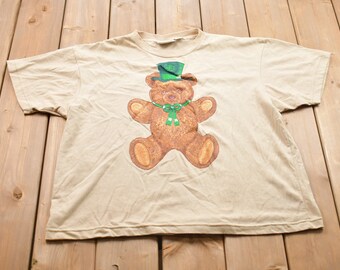 VTG 90s Teal Teddy Bear Grunge Tshirt Size XL