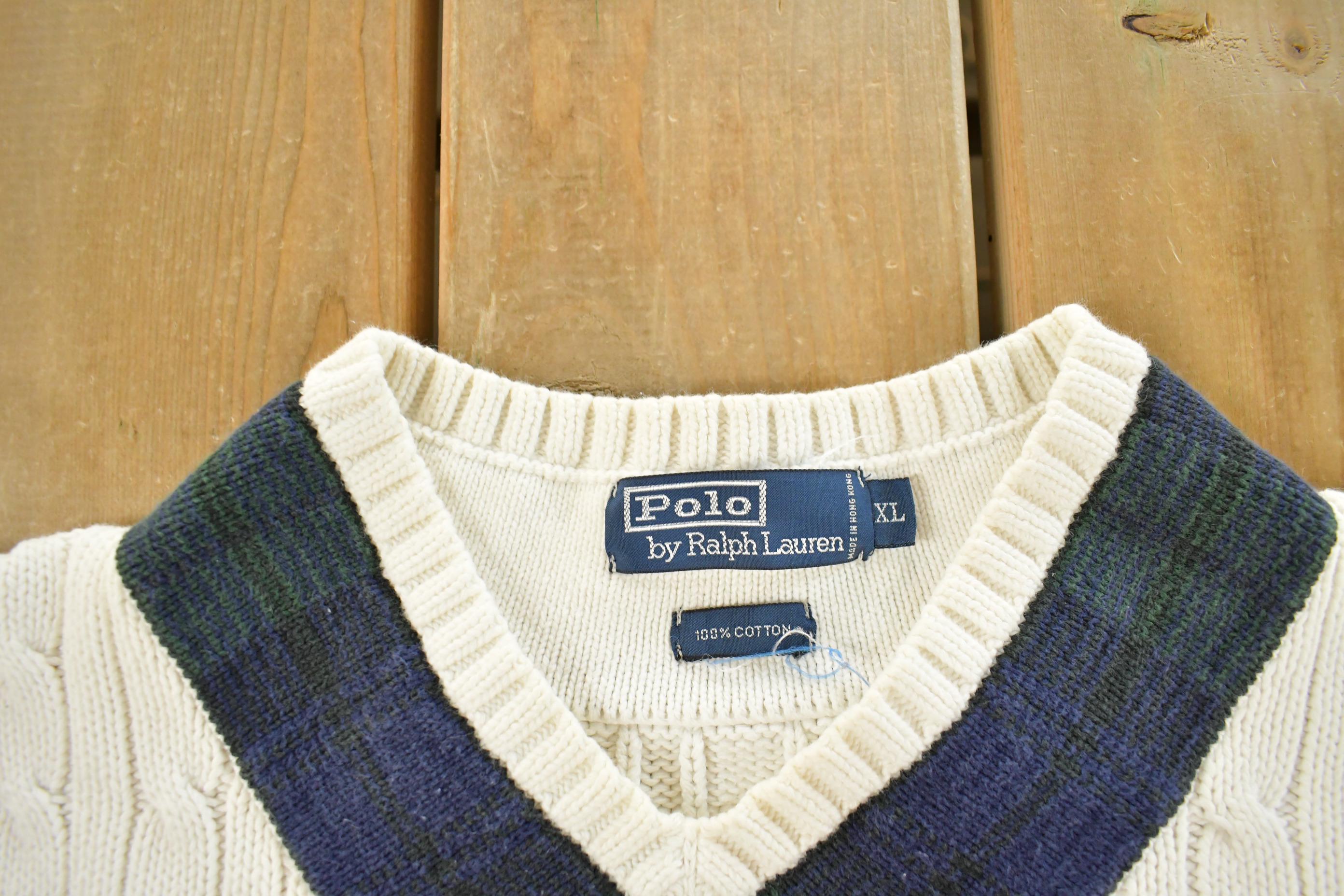 Vintage 1990s Polo Ralph Lauren Cricket Knit V-neck Sweater Men's