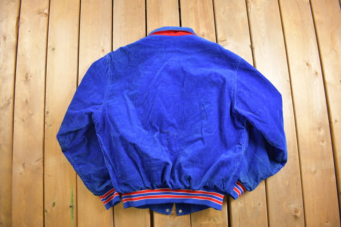 Vintage 1980s Rennoc Back Power Corduroy Bomber Jacket