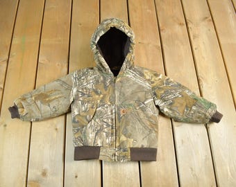 Vintage Y2K Carhartt Toddler Size Work Jacket Size 2T / Workwear / Newborn Carhartt / Tree Camo Outdoors / Baby Carhartt