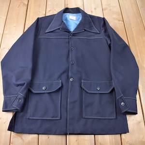 Vintage 1970s Levi&#39;s Panatela Tops Blue Western Style Button Up Shirt / Jacket Made in USA Size XL