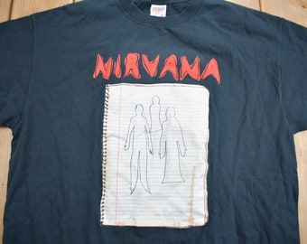 Vintage 2003 Nirvana Graphic Band T-shirt / Check List Tee / Band