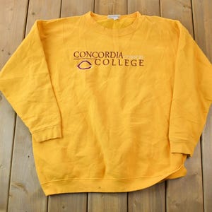 Vintage 1990s Concordia College University Collegiate Crewneck / Embroidered / NCAA Sweatshirt / Sportswear / Americana