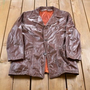 Vintage 1980s Leather Blazer Jacket / Fall Outerwear / Leather Coat / Winter Outerwear / Streetwear Fashion / Brown Leather Jacket