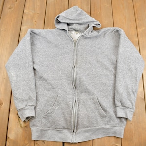 Vintage 1990s Blank Grey Thermal Lined Hoodie / 90s Hoodie / Vintage Sweater / Color Block / Vintage Basic / Essentials /