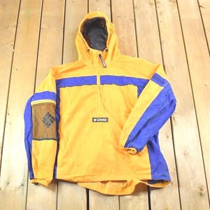 Vintage 1990s Columbia Colorblock Hooded Windbreaker Outdoors Jacket Made In USA