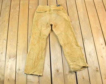 Vintage 1990s Redhead Bone Dry Leather Work Pants Size 30 x 26 / 90s Carpenter Pants / Made In USA / Distressed Carhartt / Vintage Workwear
