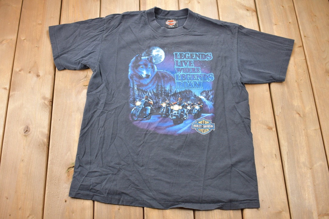 Vintage 1995 Harley Davidson Wolves Legends Live Where Legends