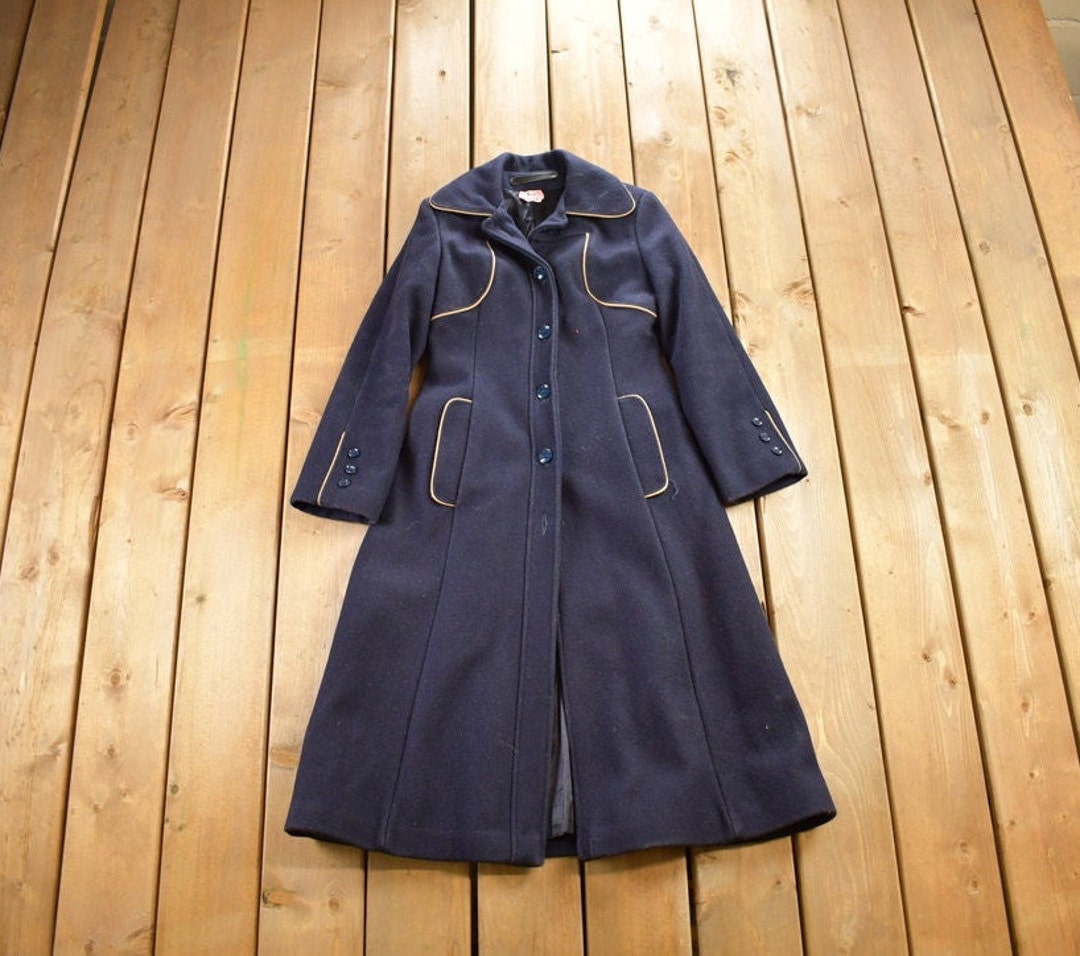 ジャケット・アウター 80s maxi wool long coat vintage mode Blue Wool Coat Women Vintage 80s Winter Coat Long Jacket
