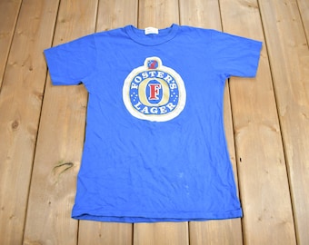 ヴィンテージ 80年代 フォスターズ ラガー Tシャツ ブルー M/L ビール 