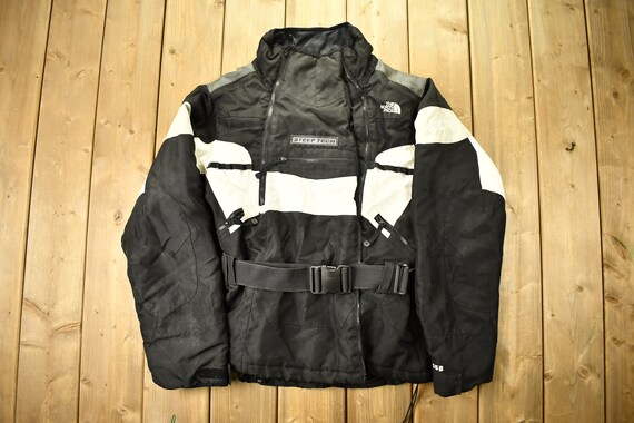 red bubble north face jacket