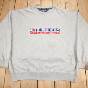 Vintage 1990s Hilfiger Athletic Gear Crewneck Sweatshirt / Embroidered / 90s Crewneck / Athleisure / Streetwear / Grey Crewneck / 90s Tommy
