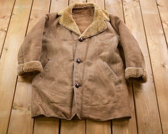 Vintage 1970s Sheepskin Shearling Leather Jacket / Button Up Winter Outerwear / Streetwear / Vintage Fur Jacket / Suede / Vintage Shearling