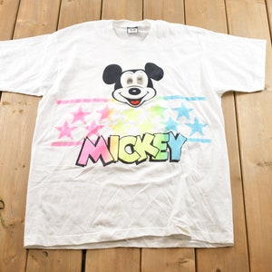 Vintage 1990s Disney Mickey Mouse Holographic T-Shirt / 90s Graphic Tee / Vintage Mickey Mouse / Neon Graphic / 90s Disney Tee / 90s Mickey