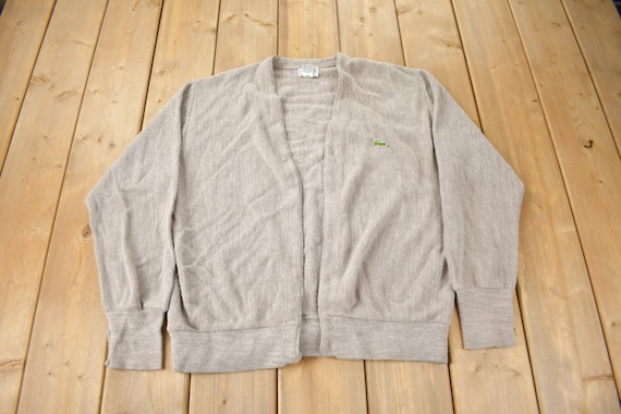 Vintage 1980s IZOD Lacoste Knit Cardigan Sweater / Made in USA 